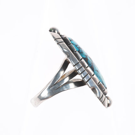 sz10.5 Vintage Navajo sterling silver spiderweb turquoise men's ring