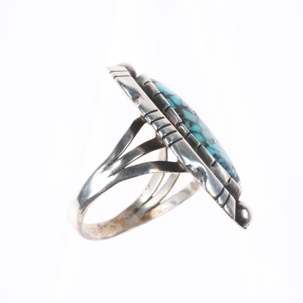 sz10.5 Vintage Navajo sterling silver spiderweb turquoise men's ring