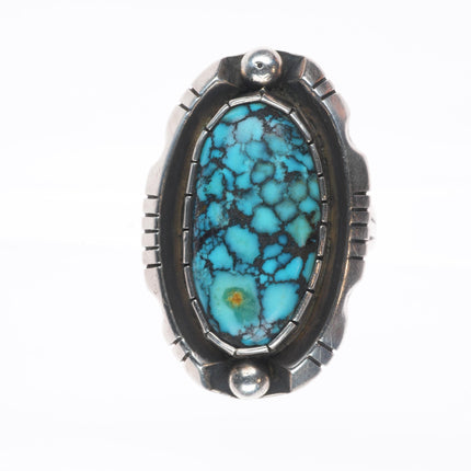 sz10.5 Vintage Navajo sterling silver spiderweb turquoise men's ring