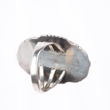 sz10.5 Vintage Navajo sterling silver spiderweb turquoise men's ring