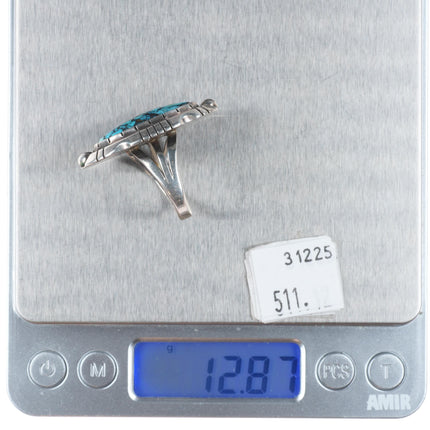 sz10.5 Vintage Navajo sterling silver spiderweb turquoise men's ring