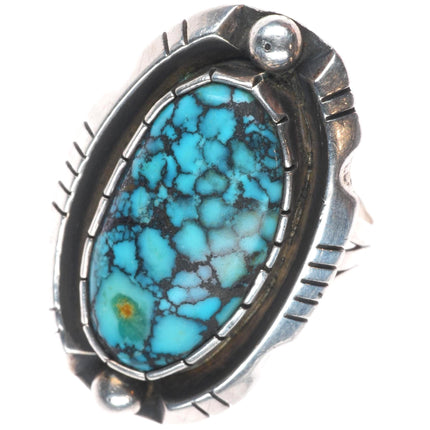 sz10.5 Vintage Navajo sterling silver spiderweb turquoise men's ring