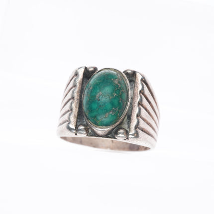 sz10.5 vintage Navajo sterling silver green waterweb turquoise men's ring