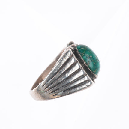 sz10.5 vintage Navajo sterling silver green waterweb turquoise men's ring