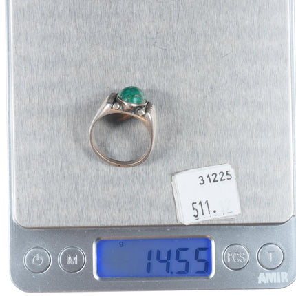 sz10.5 vintage Navajo sterling silver green waterweb turquoise men's ring