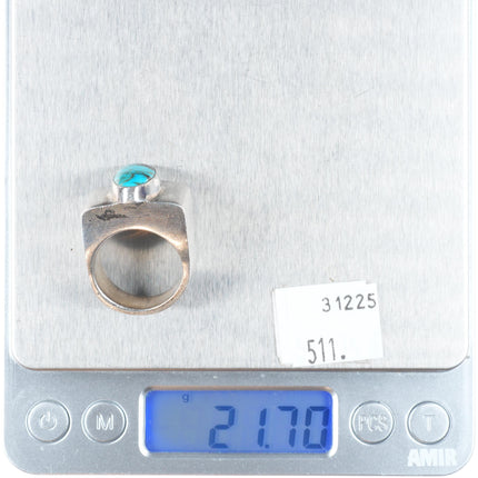 sz8.5 Chris Charley Navajo sterling silver turquoise modernist ring