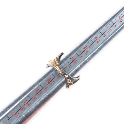 sz11 Vintage Morenci Turquoise, Diamond, 14k gold, sterling silver men's ring