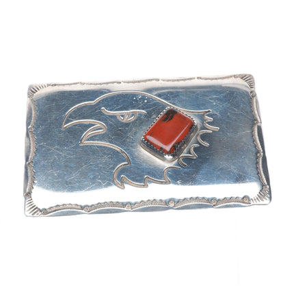Vintage southwestern sterling silver eagle/petrified wood belt buckle