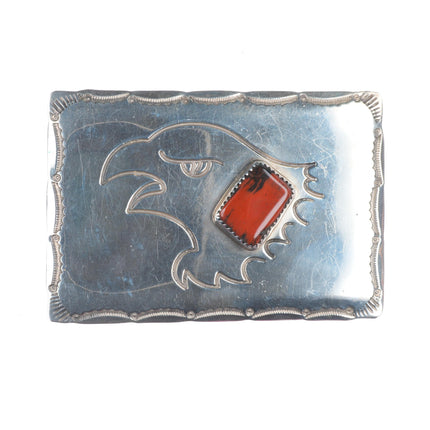 Vintage southwestern sterling silver eagle/petrified wood belt buckle