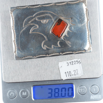 Vintage southwestern sterling silver eagle/petrified wood belt buckle