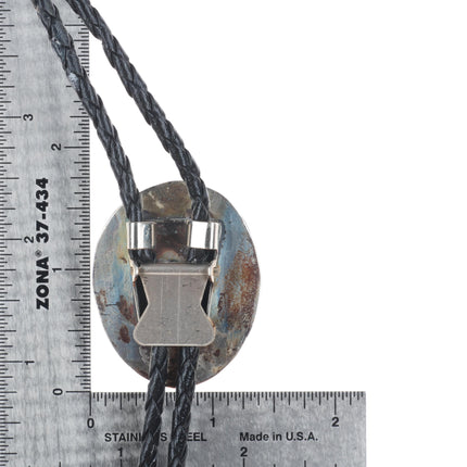 Vintage Herbert Tsosie Navajo sterling silver bolo tie with nice turquoise