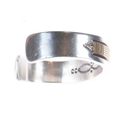 7.5" Heavy Bruce Morgan Navajo 14k gold/sterling silver cuff bracelet