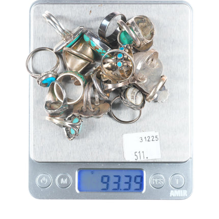 sz2-10 vintage Navajo/Zuni/southwestern style sterling silver turquoise ring lot