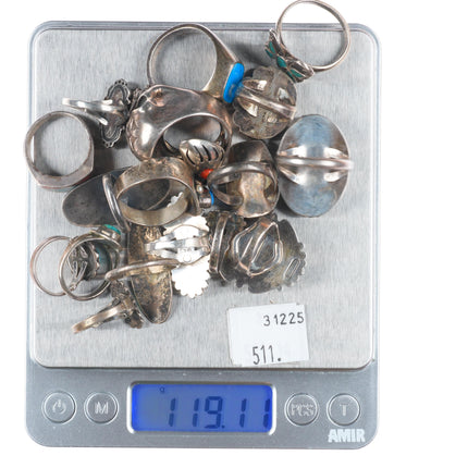 sz4-12 vintage Navajo/Zuni/southwestern style sterling silver turquoise ring lot