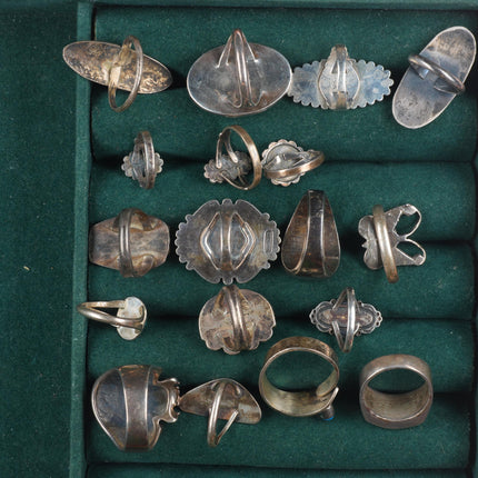 sz4-12 vintage Navajo/Zuni/southwestern style sterling silver turquoise ring lot