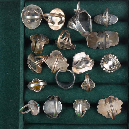 sz3-12 vintage Navajo/Zuni/southwestern style sterling silver turquoise ring lot