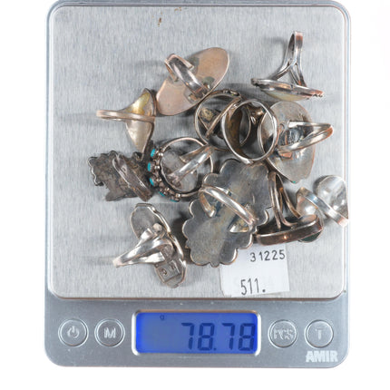 sz5-8 vintage Navajo/Zuni/southwestern style sterling silver turquoise ring lot