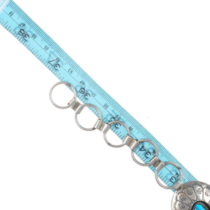36.5" Lester Ortiz Navajo sterling silver shadowbox turquoise link concho belt