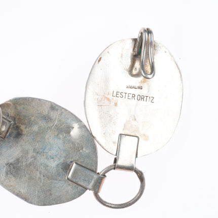 36.5" Lester Ortiz Navajo sterling silver shadowbox turquoise link concho belt