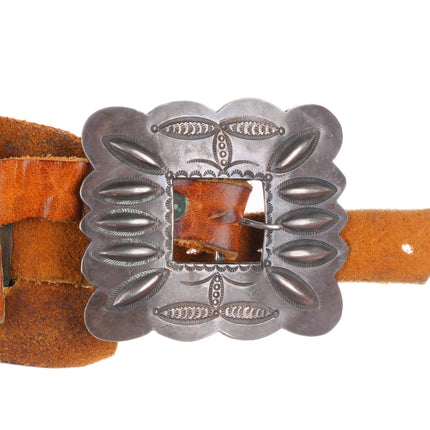 20's-30's Navajo sterling silver butterfly concho belt intricately stamped