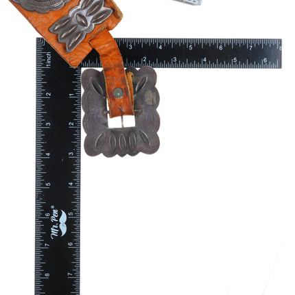 20's-30's Navajo sterling silver butterfly concho belt intricately stamped