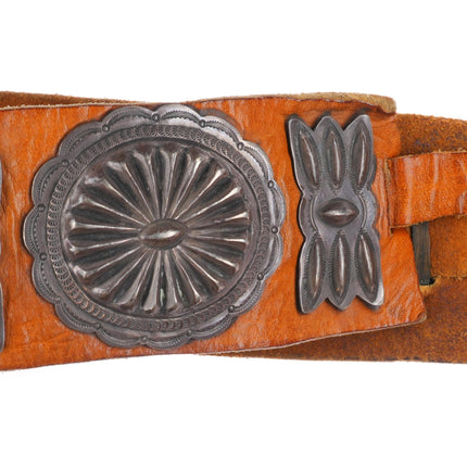 20's-30's Navajo sterling silver butterfly concho belt intricately stamped