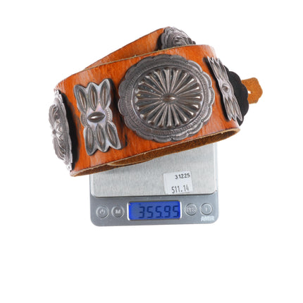 20's-30's Navajo sterling silver butterfly concho belt intricately stamped