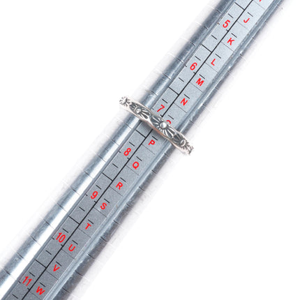 sz7.5 CE Vintage Navajo sterling silver 3 stone stamped shank long ring