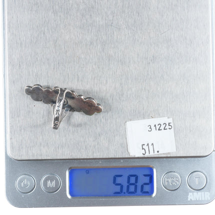 sz7.5 CE Vintage Navajo sterling silver 3 stone stamped shank long ring