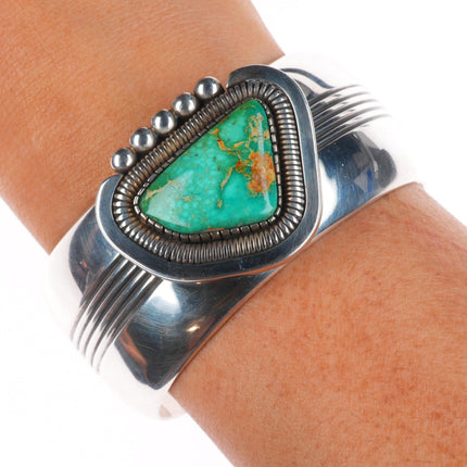 6.5" William Vandever Navajo sterling silver Royston turquoise cuff bracelet