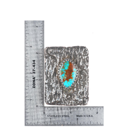 Vintage Blalock Tufa Cast sterling silver high grade turquoise belt buckle