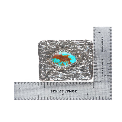 Vintage Blalock Tufa Cast sterling silver high grade turquoise belt buckle