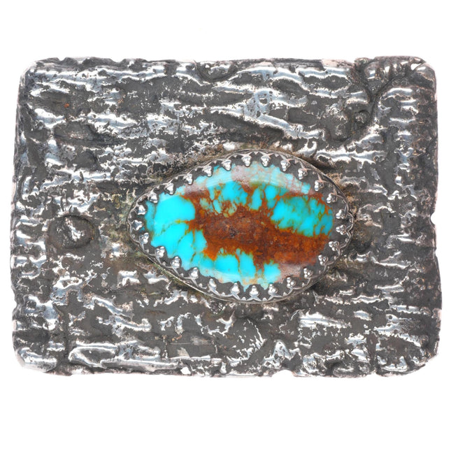 Vintage Blalock Tufa Cast sterling silver high grade turquoise belt buckle