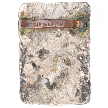 Vintage Blalock Tufa Cast sterling silver high grade turquoise belt buckle