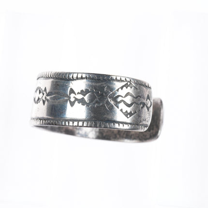6.75" Antique Navajo Ingot silver stamped/chiseled cuff band cuff bracelet