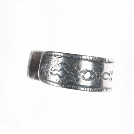 6.75" Antique Navajo Ingot silver stamped/chiseled cuff band cuff bracelet