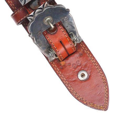 K Yazzie Navajo sterling silver 3/4" vintage ranger belt buckle set