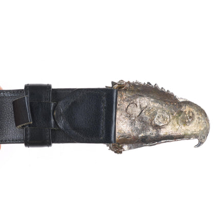 CY Vintage southwestern sterling silver eagle belt buckle with jasper eye/tip