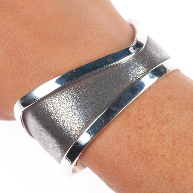 6.4" Arthur Platero Laguna Zuni modernist sterling silver cuff bracelet