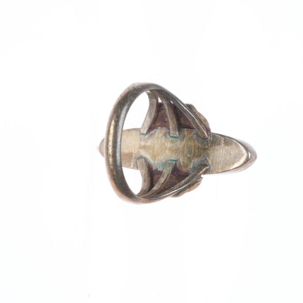 sz6 Vintage Zuni sterling silver flush inlay turquoise ring