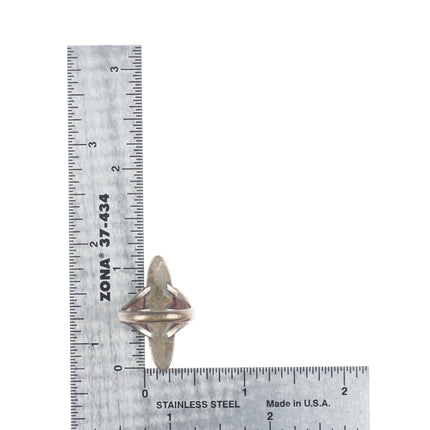 sz6 Vintage Zuni sterling silver flush inlay turquoise ring