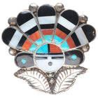 Vintage Zuni sterling silver spiny oyster, turquoise sunface/chief pin/brooch