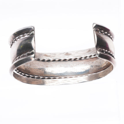 6.3" Vintage Navajo nicely stamped sterling silver carinated edges cuff bracelet