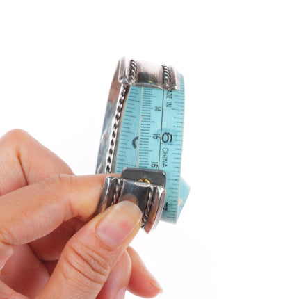 6.3" Vintage Navajo nicely stamped sterling silver carinated edges cuff bracelet