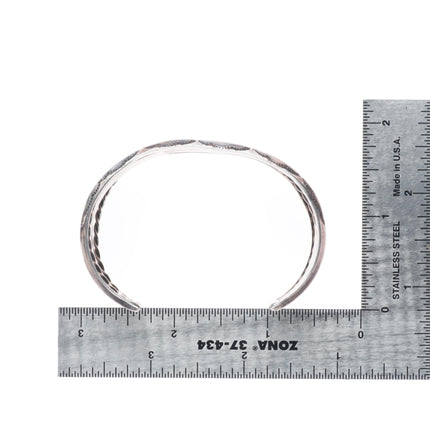 6.3" Vintage Navajo nicely stamped sterling silver carinated edges cuff bracelet