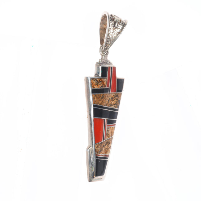 David Rosales Supersmiths Navajo sterling silver channel inlay pendant