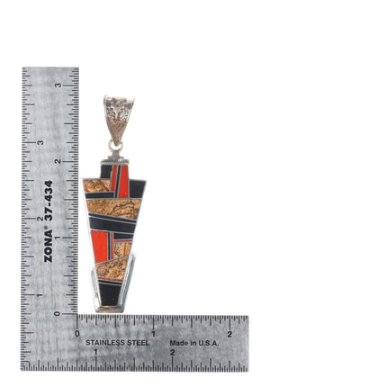 David Rosales Supersmiths Navajo sterling silver channel inlay pendant