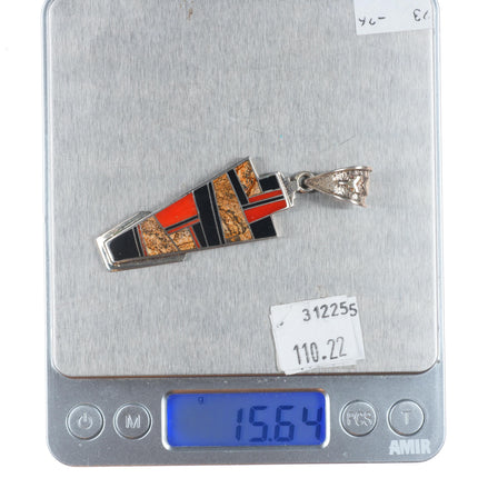 David Rosales Supersmiths Navajo sterling silver channel inlay pendant