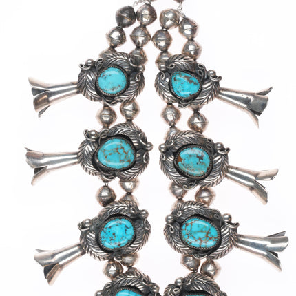 Larry Ruiz Navajo sterling silver high grade turquoise squash blossom necklace