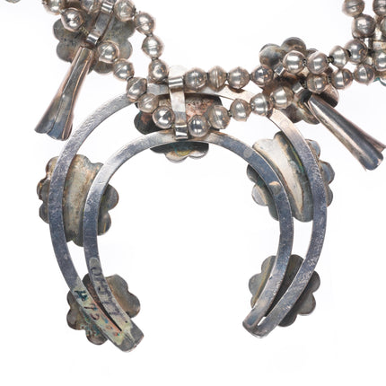 1960's Vintage Navajo sterling silversquash blossom necklace w/nice turquoise